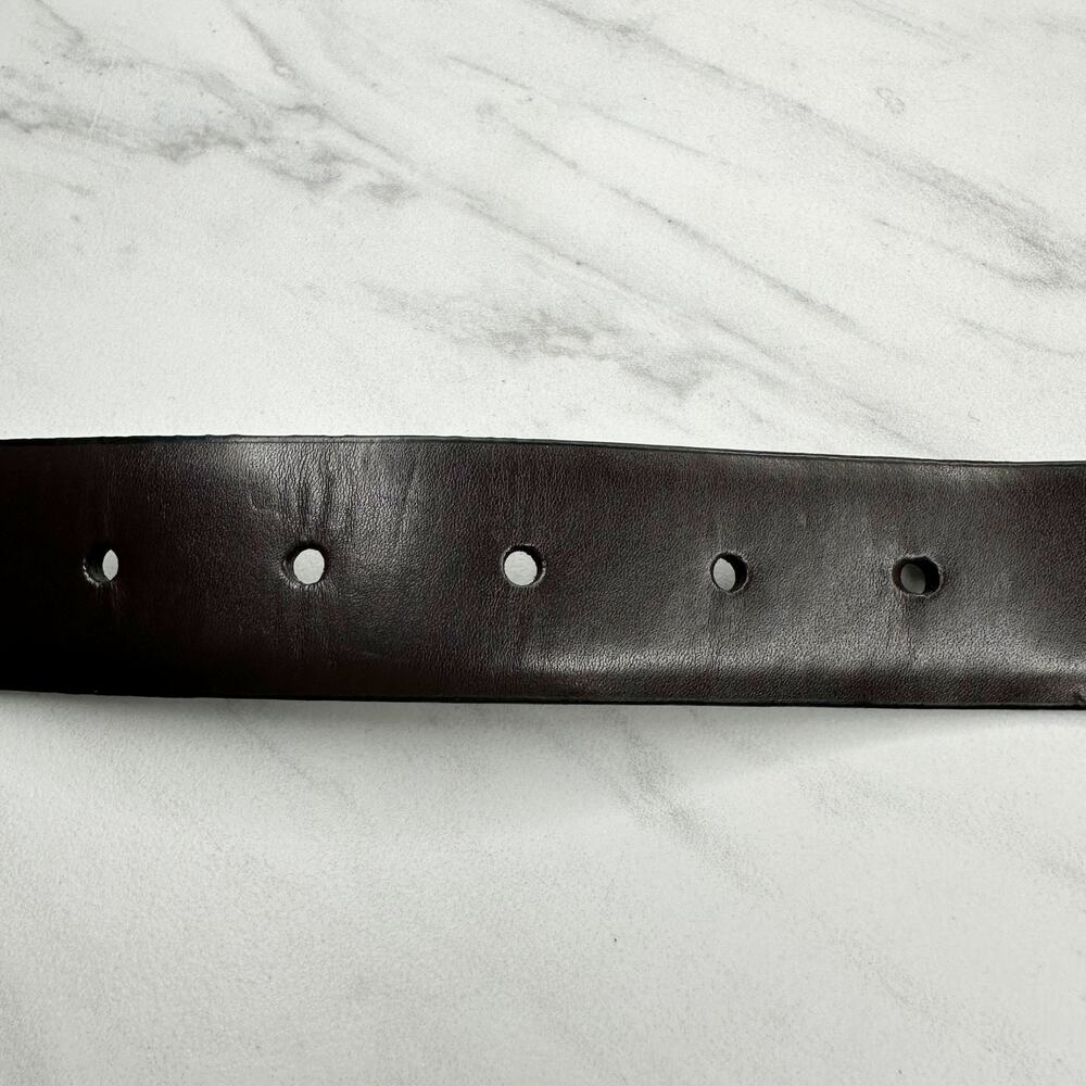 Mens Black and Brown Reversible Belt Silver Buckle Size 44 โจ - Picture 9 of 13